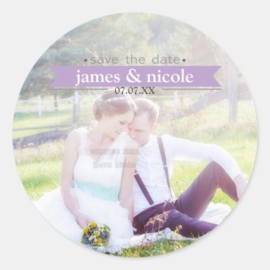 ENREGISTRER LA DATE Lavender Mariage Photo Sticker (Devant)