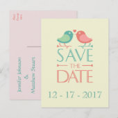 Enregistrer la date Lovebirds Mariage carte postal (Devant / Derrière)
