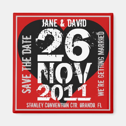 Enregistrer la date Magnet Big Date Rouge (Devant)