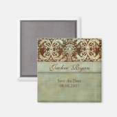 Enregistrer la date Magnet Damask vert Vintage (Recto/Verso)