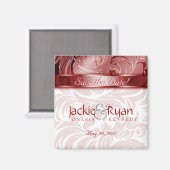 Enregistrer la date Magnet Floral Leaf Argent Roug (Recto/Verso)