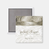 Enregistrer la date Magnet Floral Leaf Gold 2 (Recto/Verso)