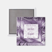 Enregistrer la date Magnet Floral Leaf Purple Silv (Recto/Verso)