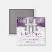 Enregistrer la date Magnet Floral Leaf Purple Silv (Recto/Verso)