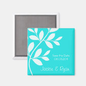 Enregistrer la date Magnet Leaf Branch Blue (Recto/Verso)