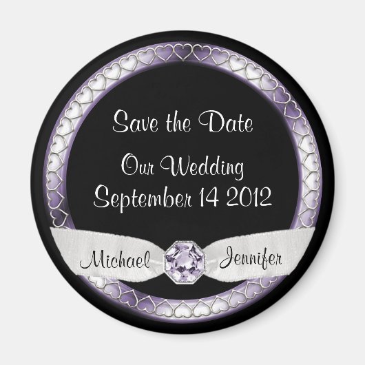 Enregistrer la date Magnet noir et argent (Devant)