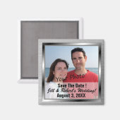 Enregistrer La Date Magnets De Photo Cadrée Argent (Recto/Verso)