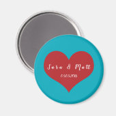 Enregistrer la date magnets mariages | coeur bleu  (Recto/Verso)