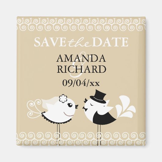 Enregistrer la date Mariage Birds Magnet (Devant)