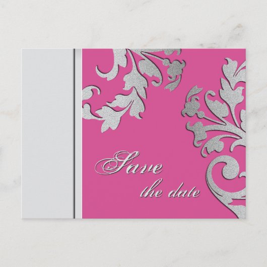 Enregistrer la date Mariage carte postale Fuchsia  (Devant)