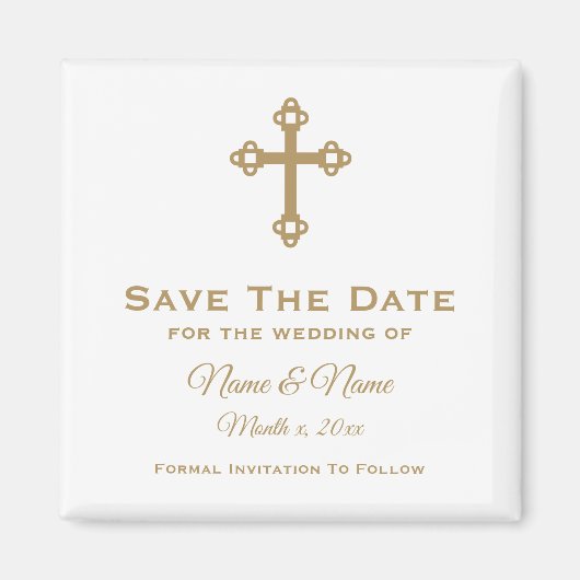 Enregistrer La Date Mariage Magnet : Croix Religie (Devant)