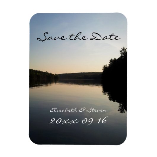 Enregistrer la date Mariage Magnet Lake au coucher (Vertical)