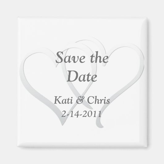 Enregistrer la date Mariage magnets deux coeurs (Devant)