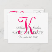 Enregistrer la date Mariage Monogramme Faire-part (Devant / Derrière)