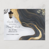 Enregistrer la date mariage noir et or faire-part (Devant)