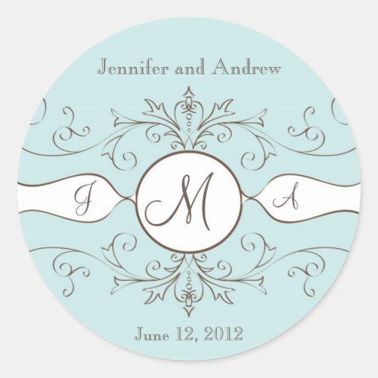 Enregistrer la date Mariage Stickers Monogramme Br (Devant)