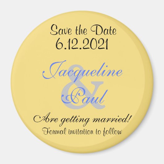 Enregistrer la date Mellow Yellow Blue Magnets (Devant)