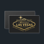 Enregistrer la date Mini Magnet pour Las Vegas Mar<br><div class="desc">Magnetic Las Vegas Destination Wedding Enregistrer la Date avec le célèbre Welcome to Las Vegas Signet changé pour lire "Mariage in fabulous Las Vegas" en faux effet feuille or sur un arrière - plan noir de couleur modifiable. Le petit aimant est dimensionné comme un carte de visite. Coordonner les éléments...</div>