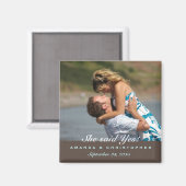 Enregistrer la date Modern Brown & Blue Magnet (Recto/Verso)