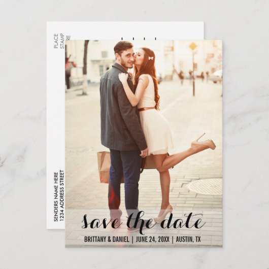 Enregistrer la date Modern Fiançailles carte posta (Devant / Derrière)