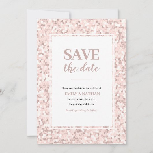 Enregistrer la date Mosaic Dusty Pink Invitation (Devant)
