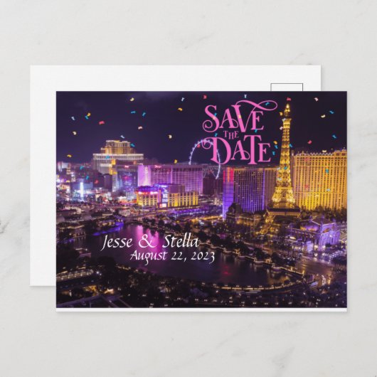 Enregistrer la date personnalisée Las Vegas carte (Devant / Derrière)