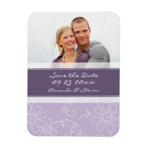 Enregistrer la date Photo Mariage Magnet Purple Fl