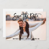 Enregistrer La Date Photo Moderne Brosse Carte Scr (Devant / Derrière)