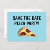 ENREGISTRER LA DATE PIZZA PARTITE INVITATIONS Cart (Devant / Derrière)