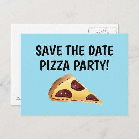 ENREGISTRER LA DATE PIZZA PARTITE INVITATIONS Cart (Devant / Derrière)