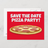 ENREGISTRER LA DATE PIZZA PARTITE INVITATIONS Cart (Devant / Derrière)