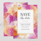Enregistrer la date Purple Orange Inky Invitation (Devant / Derrière)