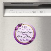 Enregistrer la date Purple Rose Magnet Mariage (In Situ (Lave-vaisselle))