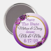Enregistrer la date Purple Rose Magnet Mariage (Recto/Verso)