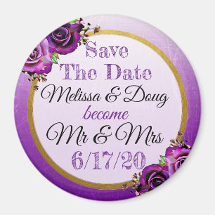 Enregistrer la date Purple Rose Magnet Mariage