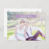 ENREGISTRER LA DATE Purple Typography Photo Carte  (Devant / Derrière)