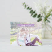 ENREGISTRER LA DATE Purple Typography Photo Carte  (Debout devant)