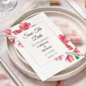 Enregistrer La Date Rose Blanc Floral Carte Mariag