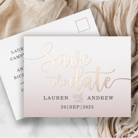 Enregistrer la date Rose Gold Foil de la carte pos