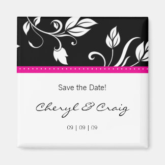 Enregistrer la date rose noir tendance Magnet flor