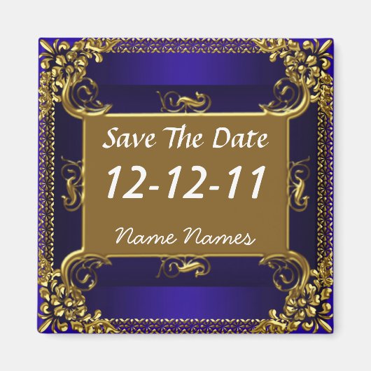 Enregistrer la date Royal Blue Gold Magnet (Devant)