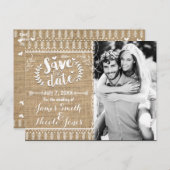 Enregistrer la date Rustic Burlap Photo Invitation (Devant / Derrière)