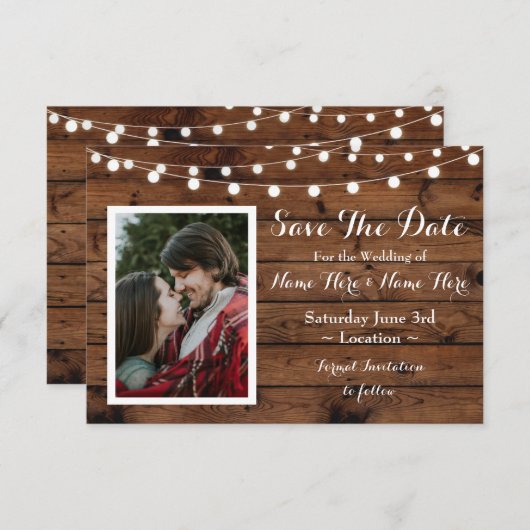 Enregistrer La Date Rustic Wood Rustic Invitation  (Devant / Derrière)