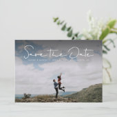 Enregistrer la date simple blanc carte photo (Debout devant)