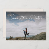 Enregistrer la date simple blanc carte photo (Devant / Derrière)