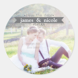 ENREGISTRER LA DATE Sticker photo Mariage gris