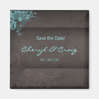 Enregistrer la date Turquoise Brown Floral Magnet