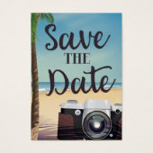 Enregistrer la date vintage Caméra et plage (Devant)