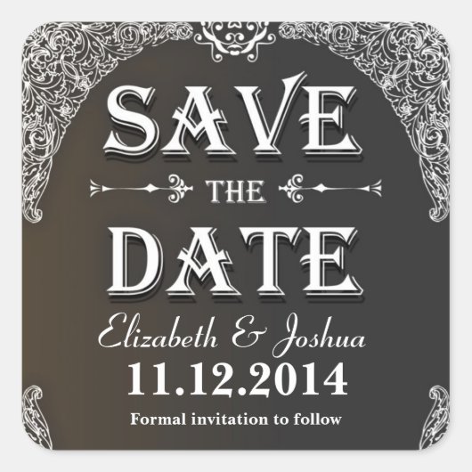enregistrer la date vintage damask stickers (Devant)