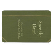 Enregistrer la date Vintage livre vert Magnet (Horizontal)